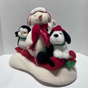 Hallmark JinglePals SNOW WHAT FUN SLEDDERS Animated Snowman Dog Penguin Tested